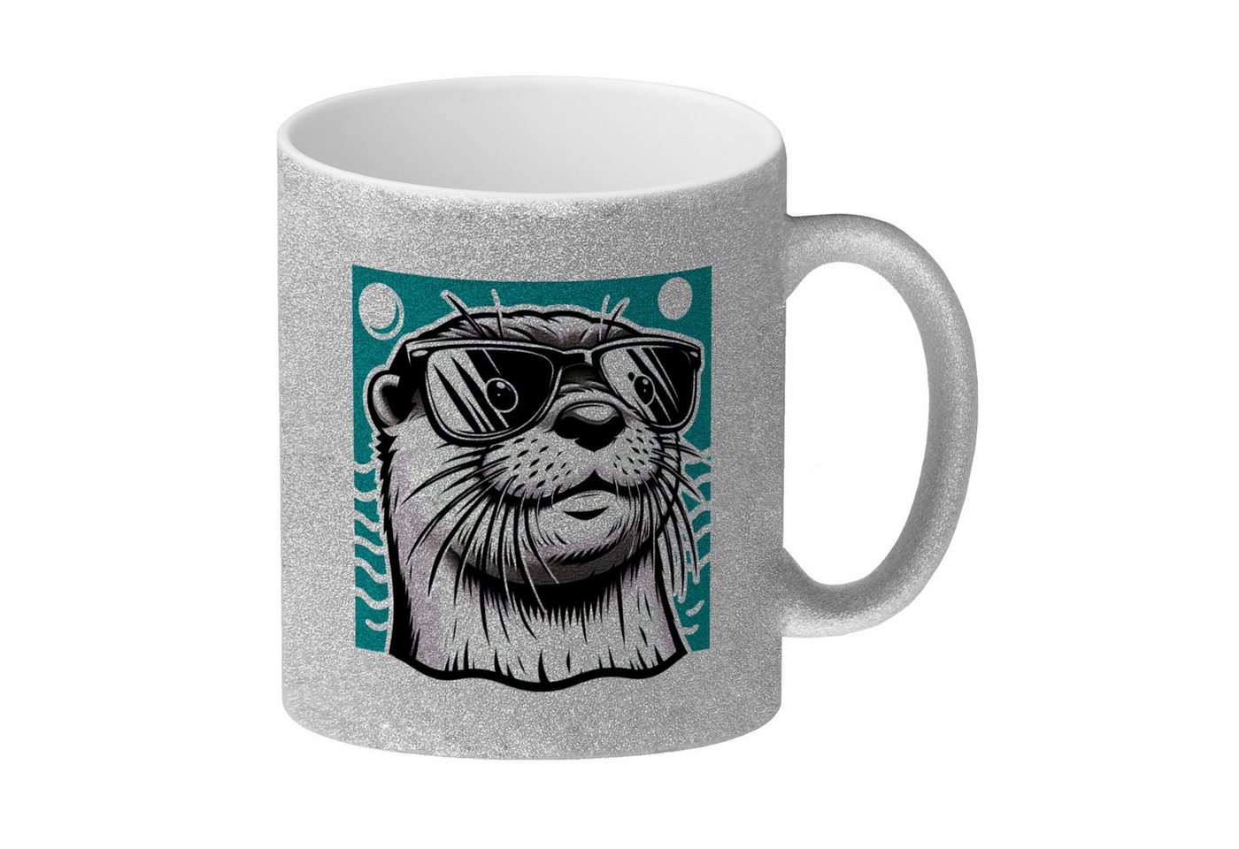speecheese Tasse Lustiger Otter mit Sonnenbrille Glitzer-Kaffeebecher speecheese Tasse Lustiger Otter mit Sonnenbrille Glitzer-Kaffeebecher von speecheese