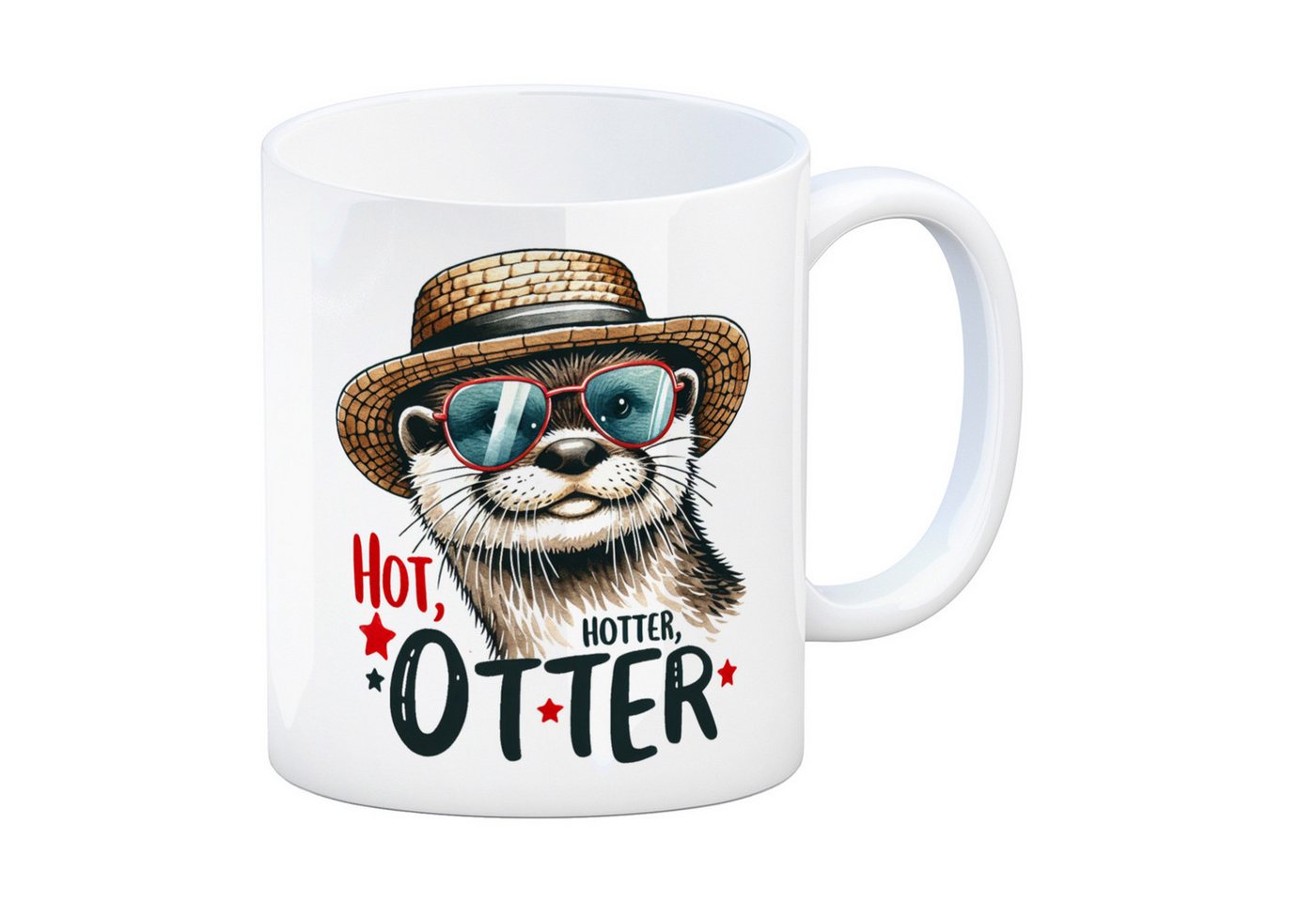 speecheese Tasse Otter mit Sonnenbrille und Strohhut Kaffeebecher Spruch Hot Hotter von speecheese
