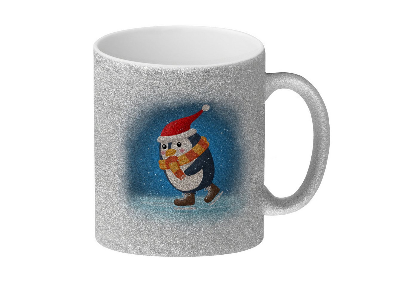 speecheese Tasse Pinguin mit Weihnachtsmütze und Schlittschuhen Glitzer-Kaffeebecher speecheese Tasse Pinguin mit Weihnachtsmütze und Schlittschuhen Glitzer-Kaffeebecher von speecheese