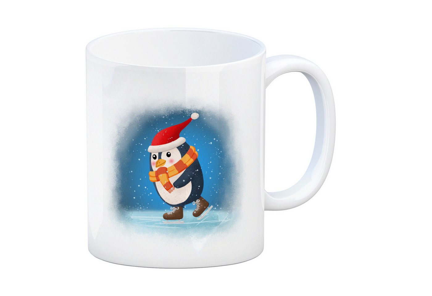 speecheese Tasse Pinguin mit Weihnachtsmütze und Schlittschuhen Kaffeebecher von speecheese