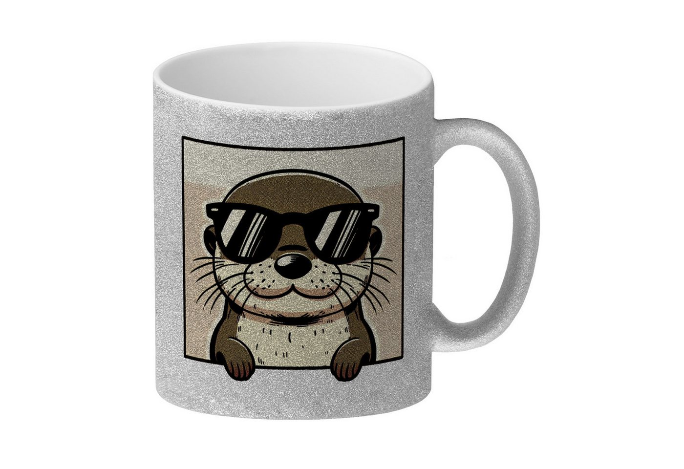 speecheese Tasse Retro Otter mit Sonnenbrille Glitzer-Kaffeebecher speecheese Tasse Retro Otter mit Sonnenbrille Glitzer-Kaffeebecher von speecheese
