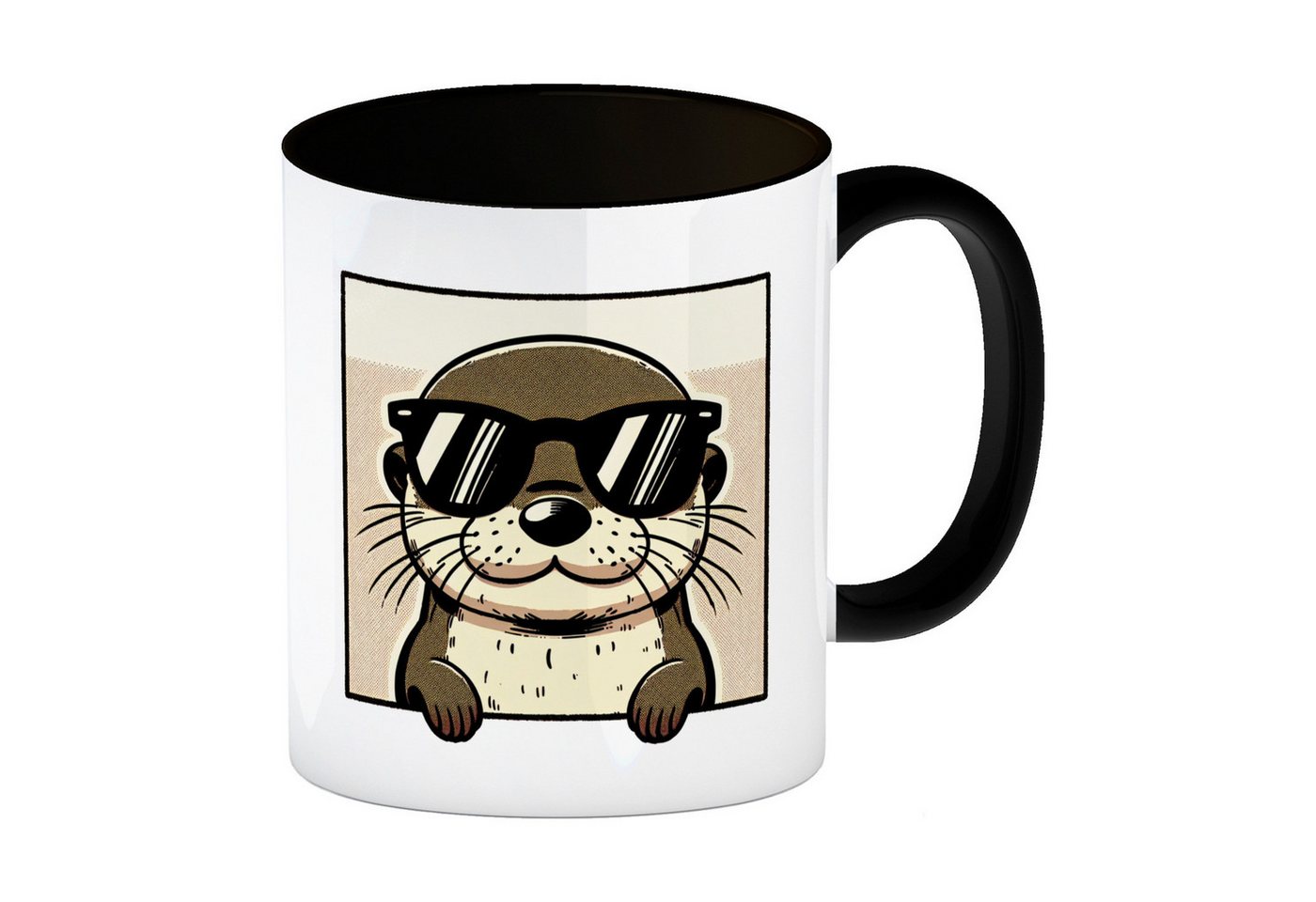speecheese Tasse Retro Otter mit Sonnenbrille Kaffeebecher in schwarz speecheese Tasse Retro Otter mit Sonnenbrille Kaffeebecher in schwarz von speecheese