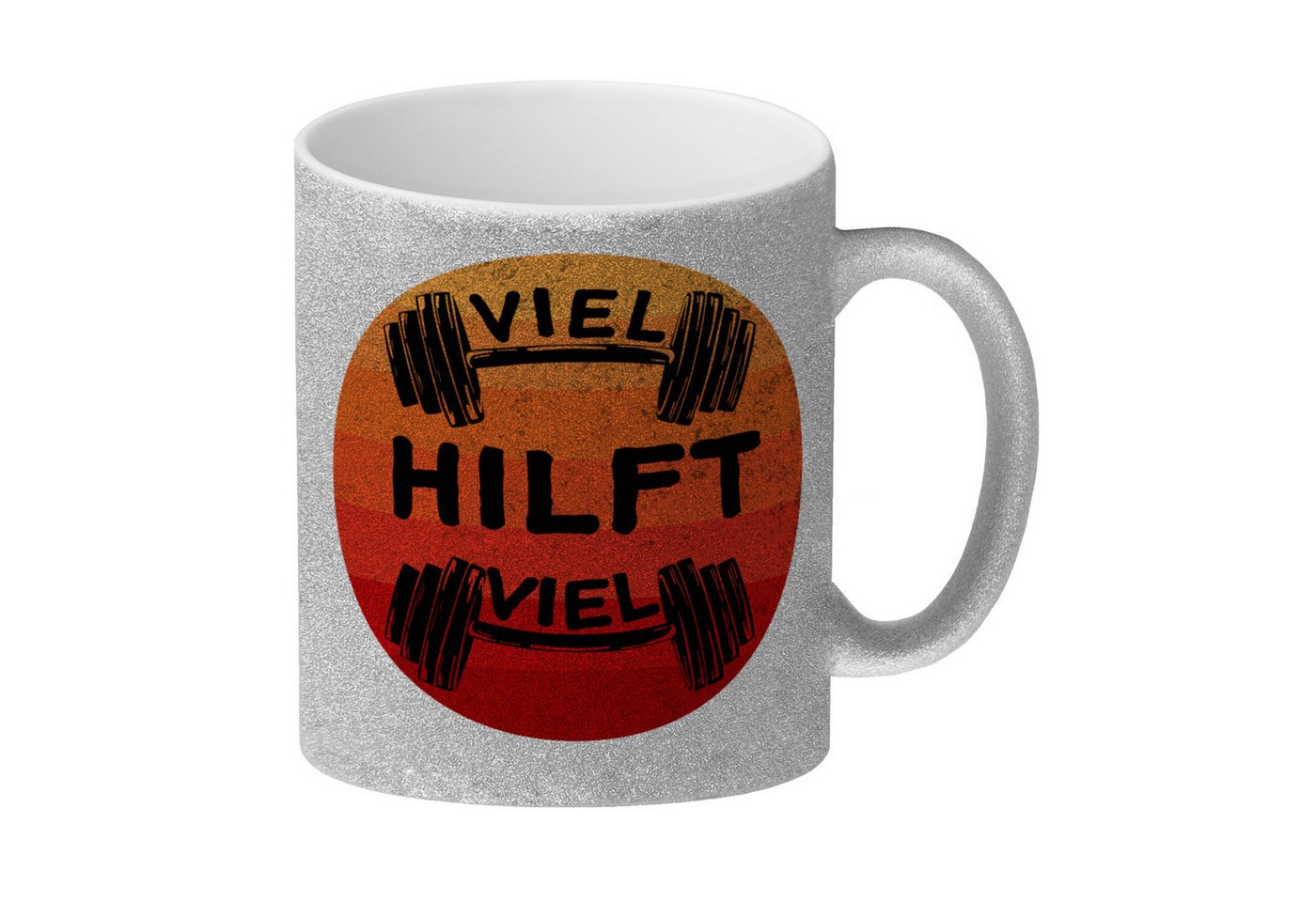 speecheese Tasse Viel hilft viel Fitness Glitzer-Kaffeebecher für Sportler speecheese Tasse Viel hilft viel Fitness Glitzer-Kaffeebecher für Sportler von speecheese