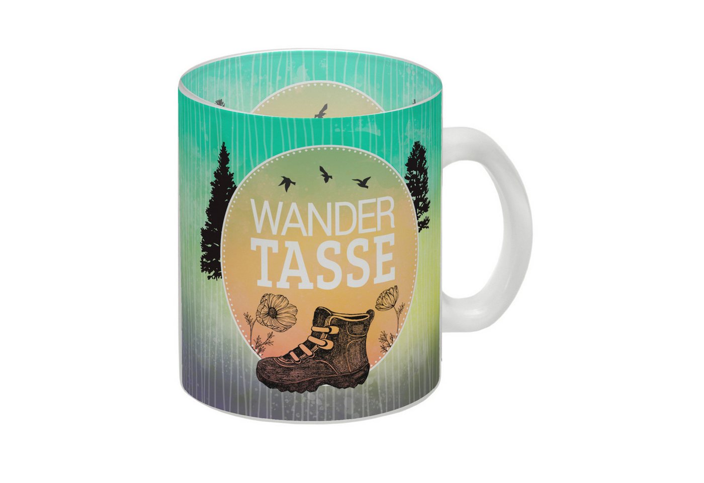 speecheese Tasse Wander Becher Glas Tasse mit Natur und Wanderschuh Motiv speecheese Tasse Wander Becher Glas Tasse mit Natur und Wanderschuh Motiv von speecheese