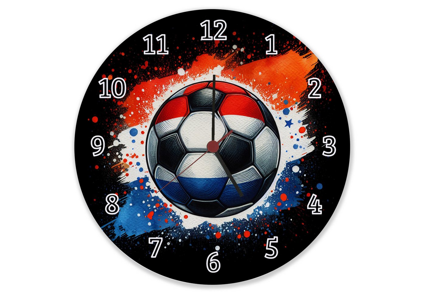 speecheese Wanduhr Fußball Niederlande Flagge Wanduhr aus Glas von speecheese