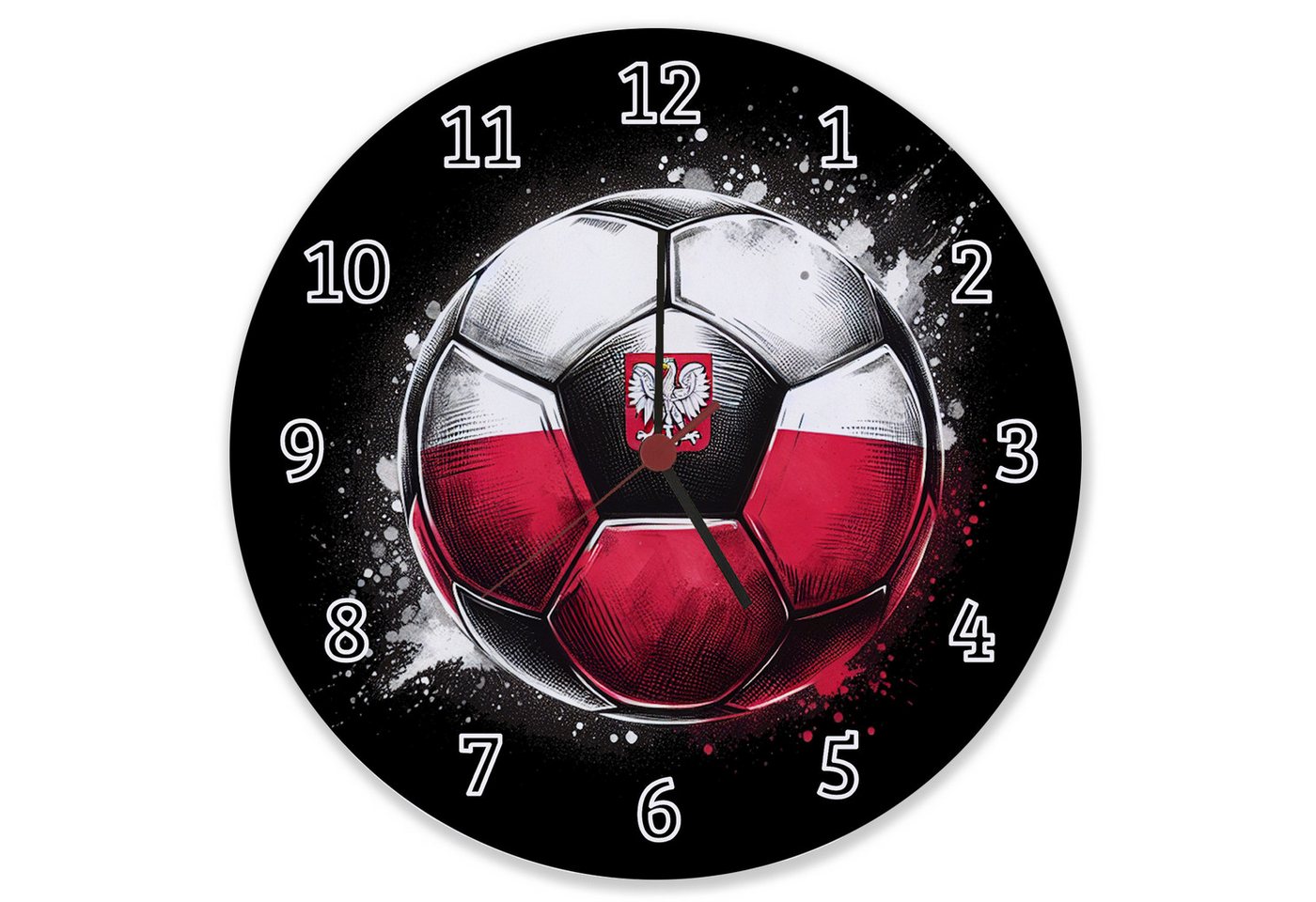 speecheese Wanduhr Fußball Polen Flagge Wanduhr aus Glas speecheese Wanduhr Fußball Polen Flagge Wanduhr aus Glas von speecheese