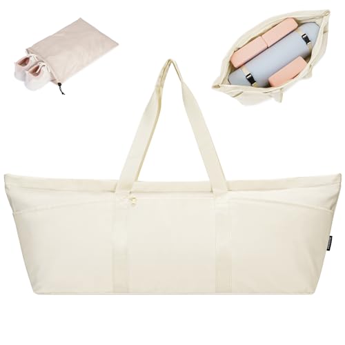 Sporttasche Damen Yogatasche Groß Reisetasche mit Schuhtasche & Nassfach Tragetasche Herren Fitnessstudio Pilates Tasche für Yogamatten Grünliches Grau,Beige von sportsnew