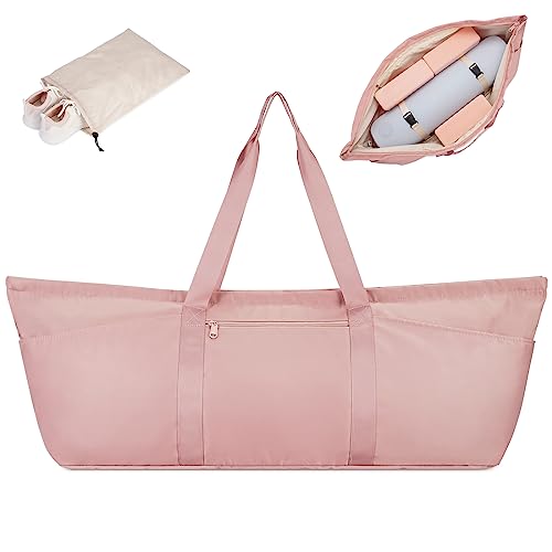 Sporttasche Damen Yogatasche Groß Reisetasche mit Schuhtasche & Nassfach Tragetasche Herren Fitnessstudio Pilates Tasche für Yogamatten Rosa von sportsnew