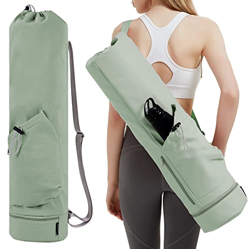 Yogatasche mit Nassfach und Flaschentasche Sporttasche Damen Verstellbarer Schultergurt Gym Yoga Tasche für Pilates Yogamatten & Yoga-Zubehör, Grün(Patent Angemeldet) von sportsnew