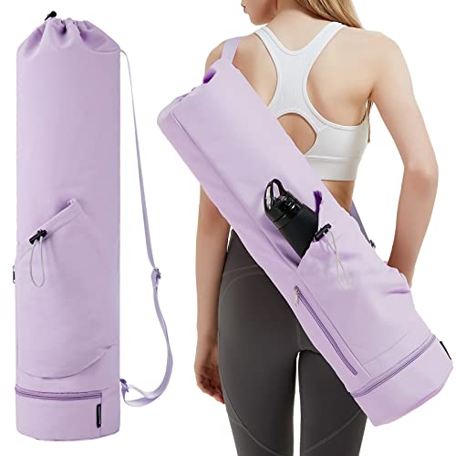 Yogatasche mit Nassfach und Flaschentasche Sporttasche Damen Verstellbarer Schultergurt Gym Yoga Tasche für Pilates Yogamatten & Yoga-Zubehör, Lila(Patent Angemeldet) von sportsnew