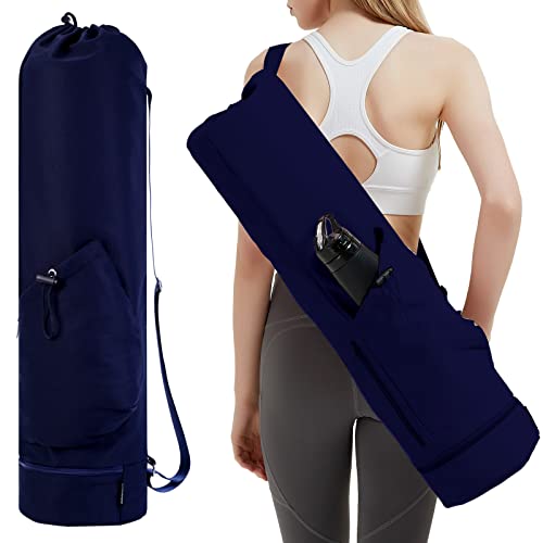 Yogatasche mit Nassfach und Flaschentasche Sporttasche Damen Verstellbarer Schultergurt Gym Yoga Tasche für Pilates Yogamatten & Yoga-Zubehör, Marineblau(Patent Angemeldet) von sportsnew