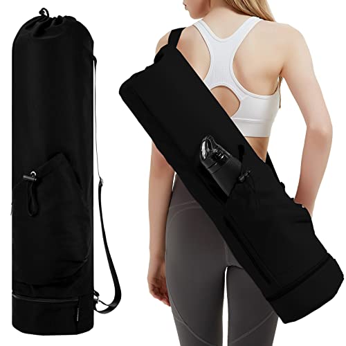 Yogatasche mit Nassfach und Flaschentasche Sporttasche Damen Verstellbarer Schultergurt Gym Yoga Tasche für Pilates Yogamatten & Yoga-Zubehör, Schwarz(Patent Angemeldet) von sportsnew