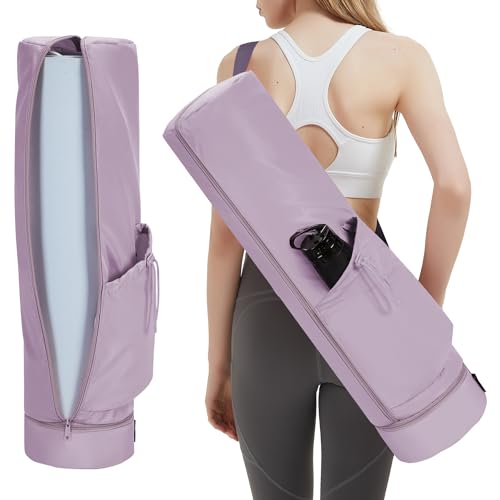 sportsnew Yogatasche Damen mit Nassfach und Flaschentasche Durchgehender Reißverschluss Yogamatte Tasche Verstellbarer Schultergurt Gym Yoga Tasche (Lila) von sportsnew