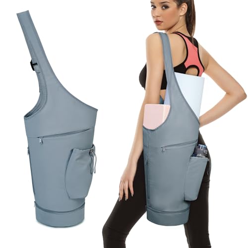 sportsnew Yogatasche mit Grosser Öffnung Yogamatte Tasche mit Nassfach und Flaschentasche Damen Verstellbarer Schultergurt Yoga Tasche für Pilates Yogamatten, Blau (Patent Angemeldet) von sportsnew