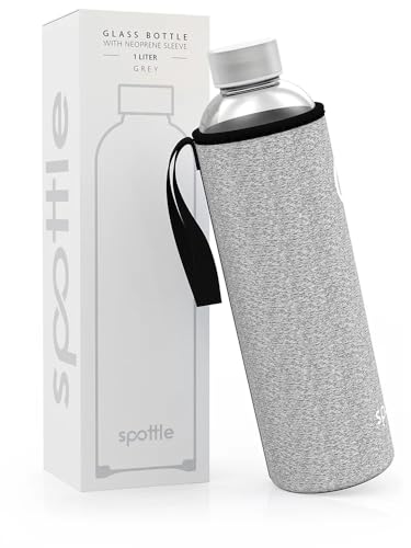 spottle® Glasflasche mit Neoprenhülle in 950ml – GRAU von spottle