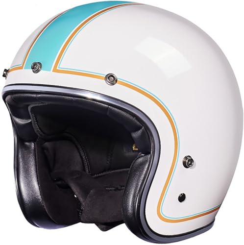 3/4 Motorrad Helm, DOT/ECE-Zertifizierter Brain-Cap Offenem Motorradhelm, Halbschalenhelm Halbhelme Schutzhelm, Open Face Helm Für Herren Und Damen Erwachsene 10,L=59-60CM von stdpcxz