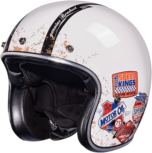 3/4 Motorrad Helm, DOT/ECE-Zertifizierter Brain-Cap Offenem Motorradhelm, Halbschalenhelm Halbhelme Schutzhelm, Open Face Helm Für Herren Und Damen Erwachsene 8,XL=61-62CM von stdpcxz