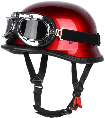 Deutsche Motorrad Halbhelme, Halbschalenhelm Mit Schutzbrille Und Herausnehmbares Innenfutter, Jethelm Retro, Chopper Helm, Scooter-Helm, Fahrradhelm, DOT/ECE-Zertifizierung 3,M=57-58CM von stdpcxz