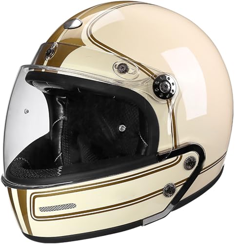 Deutsche Motorrad Halbhelme DOT/ECE-Zertifizierung Vintage Open Face Helm Mit Sonnenblende Schnellverschluss Schnalle Jethelm Retro Chopper Helm Scooter-Helm Für Damen Und Herren 12,M=57-58CM von stdpcxz