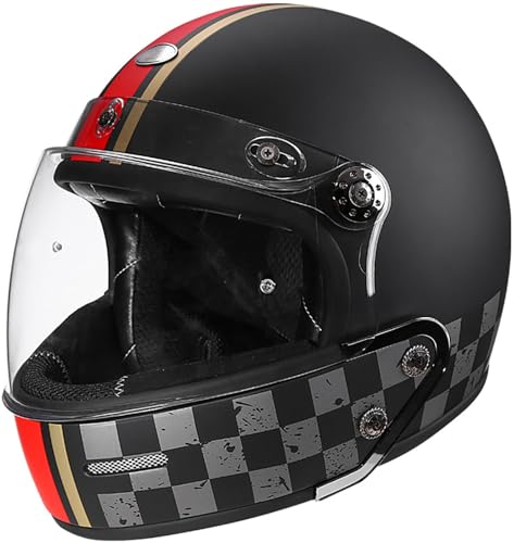 Deutsche Motorrad Halbhelme DOT/ECE-Zertifizierung Vintage Open Face Helm Mit Sonnenblende Schnellverschluss Schnalle Jethelm Retro Chopper Helm Scooter-Helm Für Damen Und Herren 4,XXL=63-64CM von stdpcxz