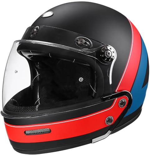 Deutsche Motorrad Halbhelme DOT/ECE-Zertifizierung Vintage Open Face Helm Mit Sonnenblende Schnellverschluss Schnalle Jethelm Retro Chopper Helm Scooter-Helm Für Damen Und Herren 7,M=57-58CM von stdpcxz