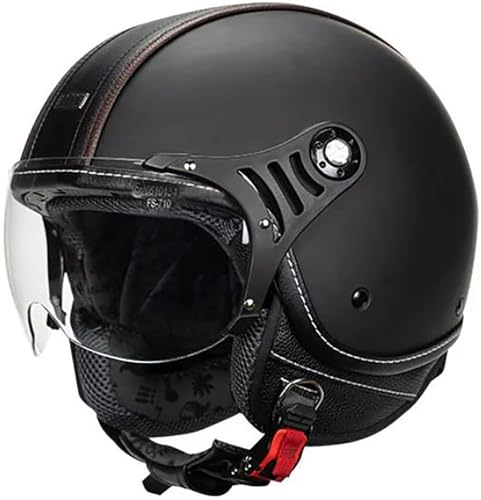 Deutschen Motorradhelm Halbschalenhelm Mit DOT/ECE-Zertifizierung, Retro Jethelme Mopedhelm Offenem Helm Für Herren Und Damen Erwachsene, Open Face Helm Mit Sonnenblende 4,XXL=63-64CM von stdpcxz