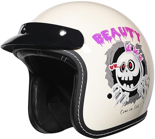 Deutscher Stil Halbschale Helm, Retro Halbgesicht Motorradhelm Jethelme, DOT/ECE-Zertifizierung Halbhelm Für Männern Und Frauen, Scooter Moped Cruiser Helm Mit Sonnenblende 3,XXL=63-64CM von stdpcxz