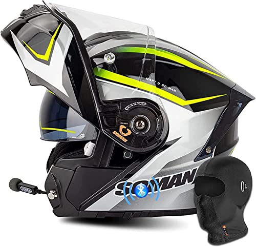 Integralhelm Motorradhelm Modular Bluetooth Klapphelm Erwachsene Sturzhelm Mopedhelm ECE/DOT Genehmigt Mit Doppel Visier Lüftungssystem Für Herren Und Damen 7,4XL von stdpcxz