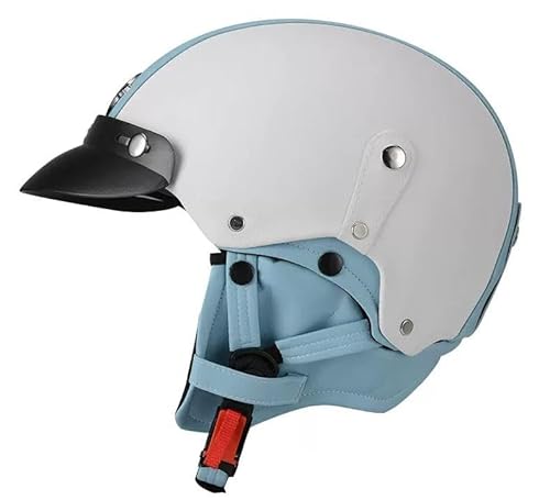 Jethelme Motorrad Halbhelme, Deutscher Stil Halbschale Helm Mit Sonnenblende, DOT/ECE-Zertifizierung Halbhelm Für Männern Und Frauen, Open Face Helm Für Scooter Moped Cruiser 2,54-61CM von stdpcxz