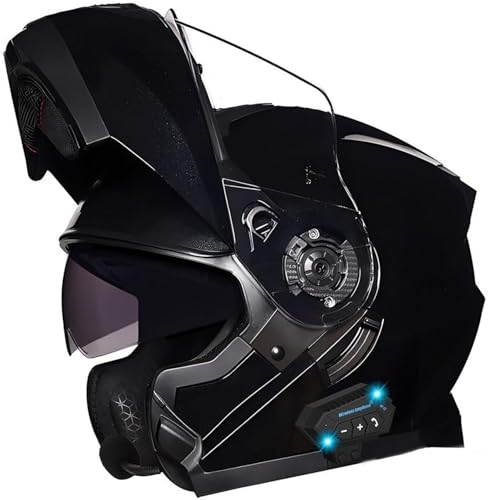 Klapphelm Mit Bluetooth Integriert, Unisex Anti-Fog-Doppelspiegel Sturzhelm, Modularer Motorradhelm, DOT/ECE Genehmigt Bluetooth Integralhelm, Automatische Reaktion 12,XXL=63-64CM von stdpcxz