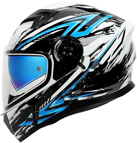 Modular Motorradhelm, Motorrad Integralhelm Mit Doppelvisier, DOT/ECE-Zertifizierung Mopedhelm Für Damen Und Herren Erwachsene, Vollvisierhelm Motorradhelm Full-Face Helme 14,XXL=63-64CM von stdpcxz