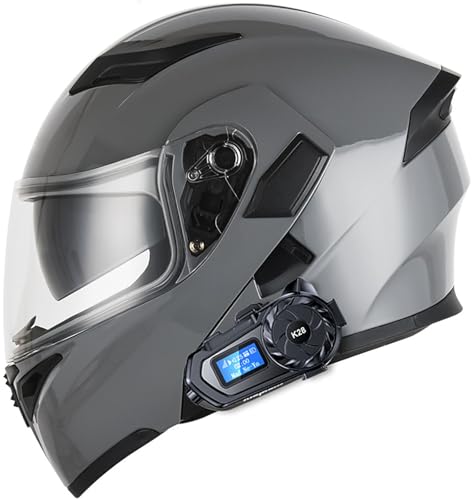 Modularer Bluetooth-Motorradhelm, Integralhelm Mit Doppelvisier, DOT/ECE-Zugelassener Motorrad Klapphelm, Hohe Qualität Helm, Roller-Mofa-Moped-Helm Für Erwachsene Damen Und Herren 10,L=59-60CM von stdpcxz