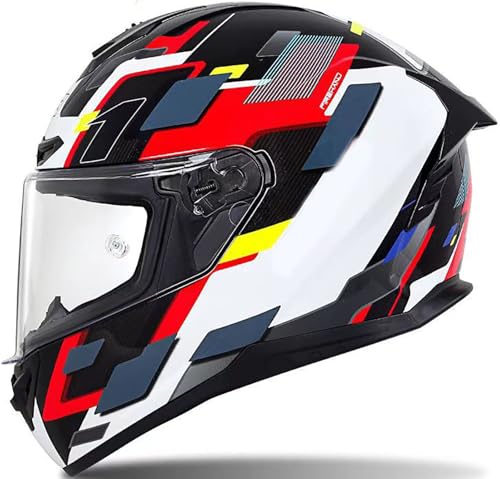 Motorradhelm Für Damen Und Herren Erwachsene, Rollerhelm-Helm Mit Sonnenblende Und Abnehmbares Futter, DOT/ECE-Zertifizierung Integralhelm Full Face Street Motorrad Modular Helm 9,L=59-60CM von stdpcxz