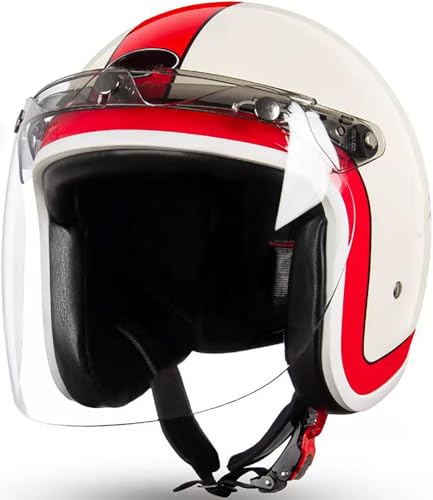 Motorradhelm Für Roller Mit Abnehmbare Futter Und Sonnenbrille, DOT/ECE-Zertifizierung Motorrad Jethelm, Vintage Open-Face Helm 3/4 Helm Für Touring Scooter 4,L=59-60CM von stdpcxz