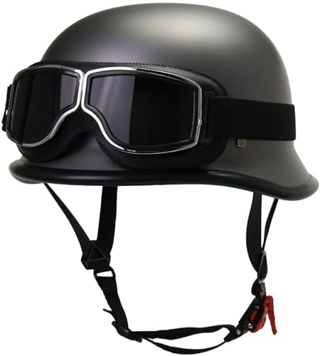 Motorradhelm Halbschalenhelm, Deutsche Motorrad Halbhelme Jethelm, DOT/ECE Zertifizierung Half Shell Helm Für Herren Und Damen, Open Face Helm Mit Sonnenbrille 3,M=57-58CM von stdpcxz