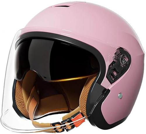 Motorradhelm Halbschalenhelm DOT/ECE-Zulassung Retro Jethelme Moped Helm Offener 3/4 Helm Mit Doppeltes Visier Motorrad Halbhelme Open Face Helm Für Damen Und Herren Erwachsene 2,55-62CM von stdpcxz