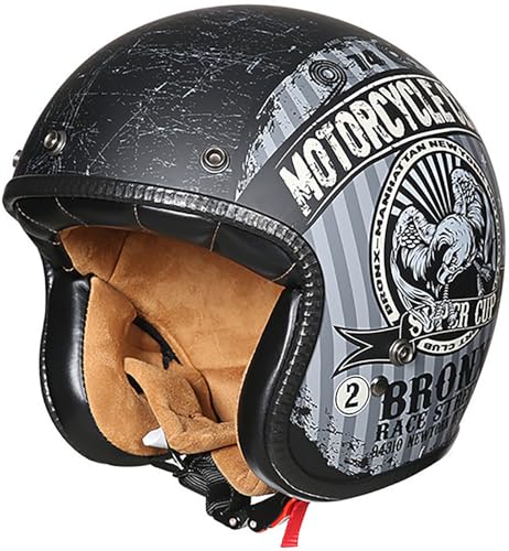 Offener Helm Für Erwachsene Männer Und Frauen, Leichter Atmungsaktiver Halbhelm, DOT/ECE-Zulassung Motorrad Halbschalenhelm, Open Face Helm Helm Im Street Cruiser-Jet-Stil 5,M=57-58CM von stdpcxz