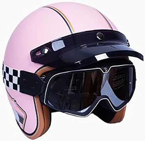 Retro Deutsch Helm Halboffenen Vintage Öffnen Motorradhelm Halb-Helm DOT/ECE-Zertifizierung Chopper Helm Mit Sonnenbrille Jet Helm Open Face Helm Für Mopeds Cruiser 2,S=55-56CM von stdpcxz