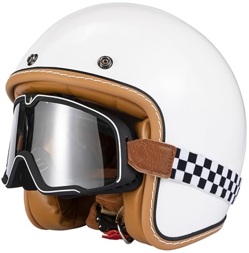 Retro Deutsche Halbhelm Öffnen Motorradhelm Halboffenen Halbschalenhelm DOT/ECE Genehmigt Jethelm Mit Brille Cruiser Chopper Helm Mopedhelme Geeignet Erwachsene Männer Frauen 1,S von stdpcxz