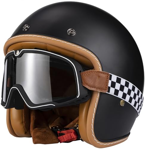 Retro Deutsche Halbhelm Öffnen Motorradhelm Halboffenen Halbschalenhelm DOT/ECE Genehmigt Jethelm Mit Brille Cruiser Chopper Helm Mopedhelme Geeignet Erwachsene Männer Frauen 3,S von stdpcxz