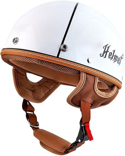 Retro Halbhelme Motorradhelm, Antikollisions-Schutzhelm Für Erwachsene Herren Und Damen, DOT/ECE-Zertifizierter Halbschale Jet-Helm, Für Bike Cruiser Moped Scooter 6,M=57-58CM von stdpcxz