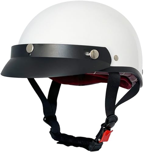 Retro Halbschalenhelm Deutsche Leder Motorrad Halbhelme Jethelm Mit Sonnenblende Und Schnellverschluss Schnalle Für Cruiser Chopper Biker Moped DOT/ECE-Zulassung 1,XL=61-62CM von stdpcxz