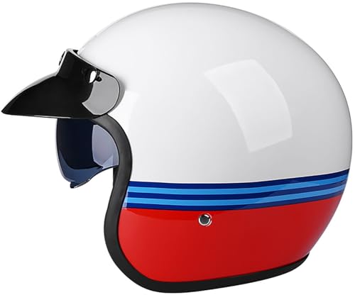 Retro Motorrad Motorradhelm, Motorrad Jethelm 3/4 Mit Sonnenblende, DOT/ECE-Zertifiziert Halbschalenhelm Für Herren Und Damen - Ideal Für Moped, Mofa, Scooter Und Roller 1,L von stdpcxz