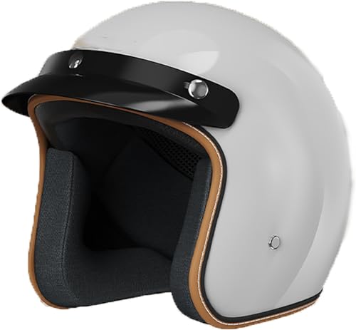 Retro-Motorradhelm, Rollerhelm Mit Sonnenblende, Offener Halber Jethelm, Mopedhelm Für Erwachsene Männer Und Frauen, DOT/ECE-Geprüft Open Face Motorrad Halbschalenhelm 5,M=57-58CM von stdpcxz