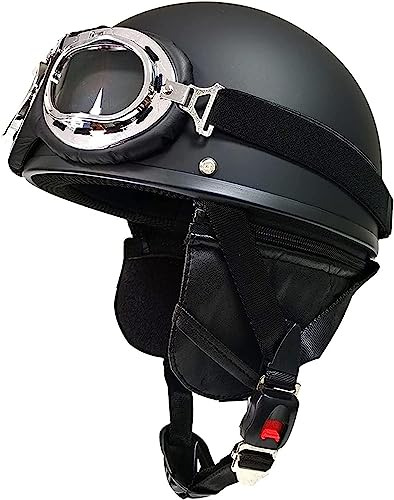 Retro Motorradhelm Herren Damen ECE Zulassung Halbschale Jet-Helm Mit Schutzbrille Halbschalehelm Schnellverschluss-Schnalle Sturzhelm Roller Helm Für Cruiser Chopper Biker 5,M Retro Motorradhelm Herren Damen ECE Zulassung Halbschale Jet-Helm Mit Schutzbrille Halbschalehelm Schnellverschluss-Schnalle Sturzhelm Roller Helm Für Cruiser Chopper Biker 5,M von stdpcxz