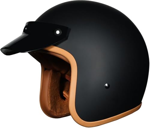 Retro Motorradhelm Jethelm Roller Helm Scooter Helm Moped Mofa Helm Mit DOT/ECE Zertifiziert Vintage Motorrad Jet Helm Roller Helm Für Männer Und Frauen Erwachsene 1,L=59-60CM von stdpcxz