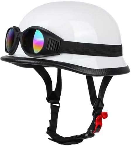 Retro Motorradhelm Jethelme, Vintage Mopedhelm Mit Sonnenbrille, Motorradkreuzer-Rollerhelm Im Deutschen Stil, DOT/ECE-Zertifizierung Open Face Helm Für Bike Moped Scooter 3,L=59-60CM von stdpcxz