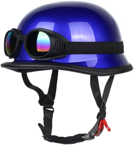 Retro Motorradhelm Jethelme, Vintage Mopedhelm Mit Sonnenbrille, Motorradkreuzer-Rollerhelm Im Deutschen Stil, DOT/ECE-Zertifizierung Open Face Helm Für Bike Moped Scooter 4,XL=61-62CM von stdpcxz