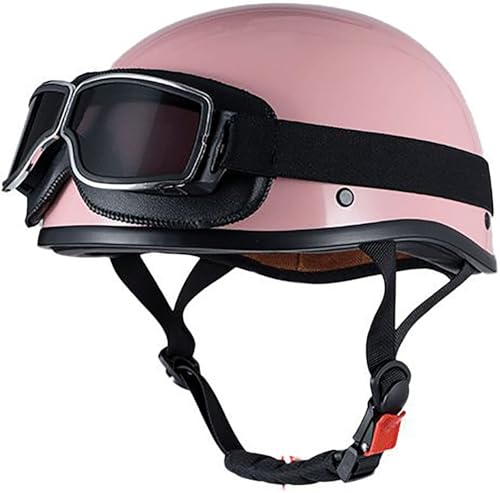 Retro Motorradhelm Mit Schutzbrille Halbhelm Halbschalenhelm Brain-Cap Motorradhelm Mit DOT/ECE Zertifiziert Cruiser Chopper Scooter Helm Für Männer Und Frauen Erwachsene 2,XL=61-62CM von stdpcxz