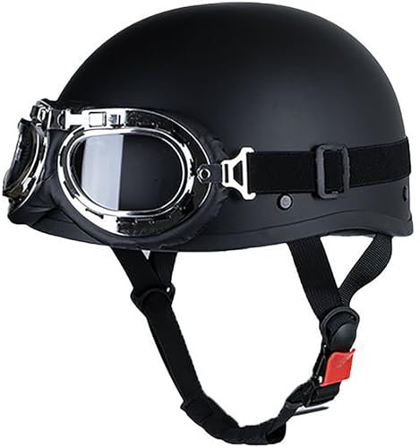 Retro Motorradhelm Mit Schutzbrille Halbhelm Halbschalenhelm Brain-Cap Motorradhelm Mit DOT/ECE Zertifiziert Cruiser Chopper Scooter Helm Für Männer Und Frauen Erwachsene 5,XL=61-62CM von stdpcxz